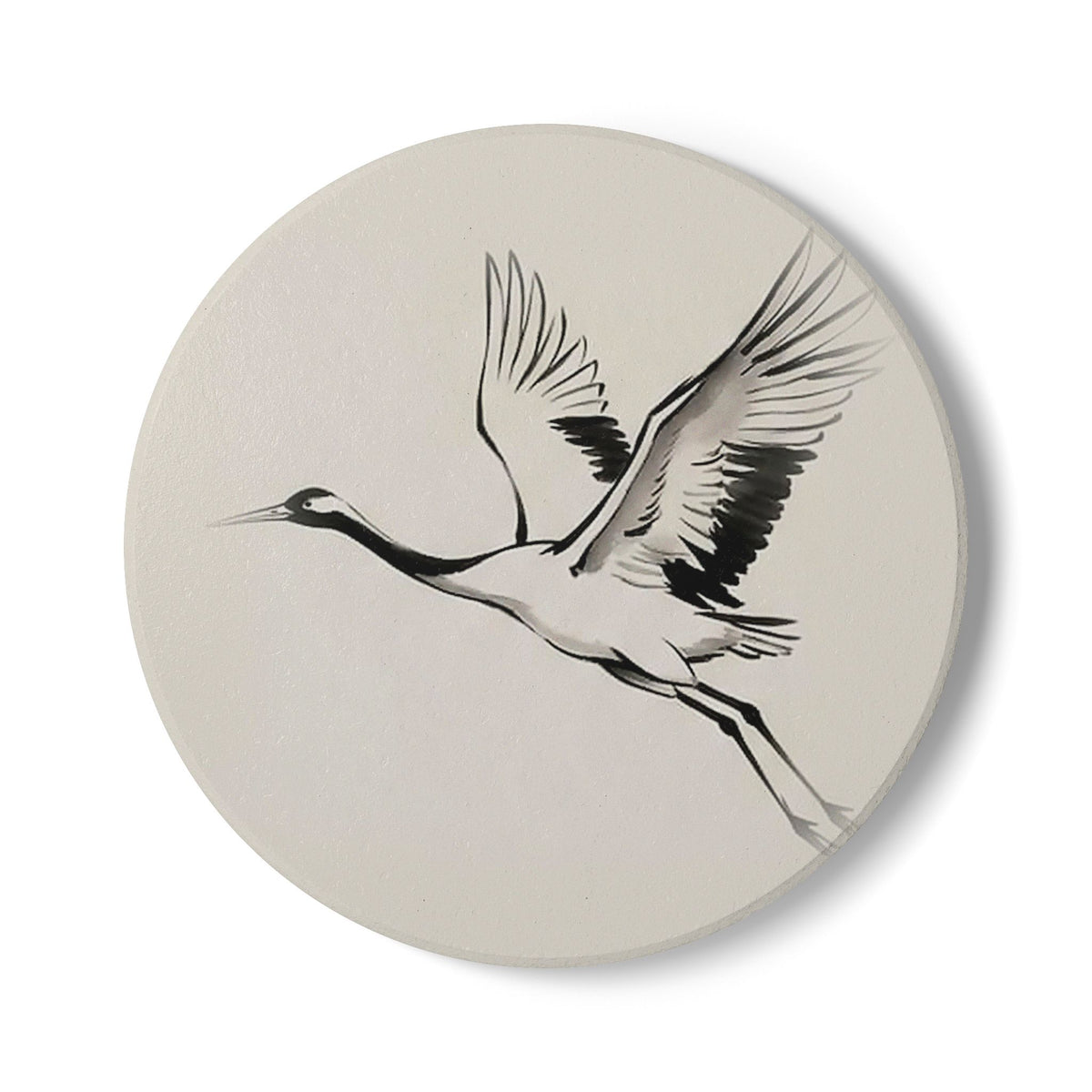 The Crane Ceramic Coaster — Japandi Ceramic Coaster by Calm & Oak