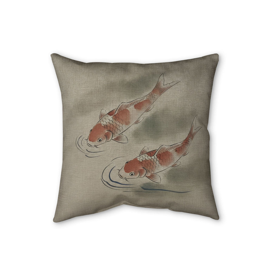 Koi Cushion, Natural Linen