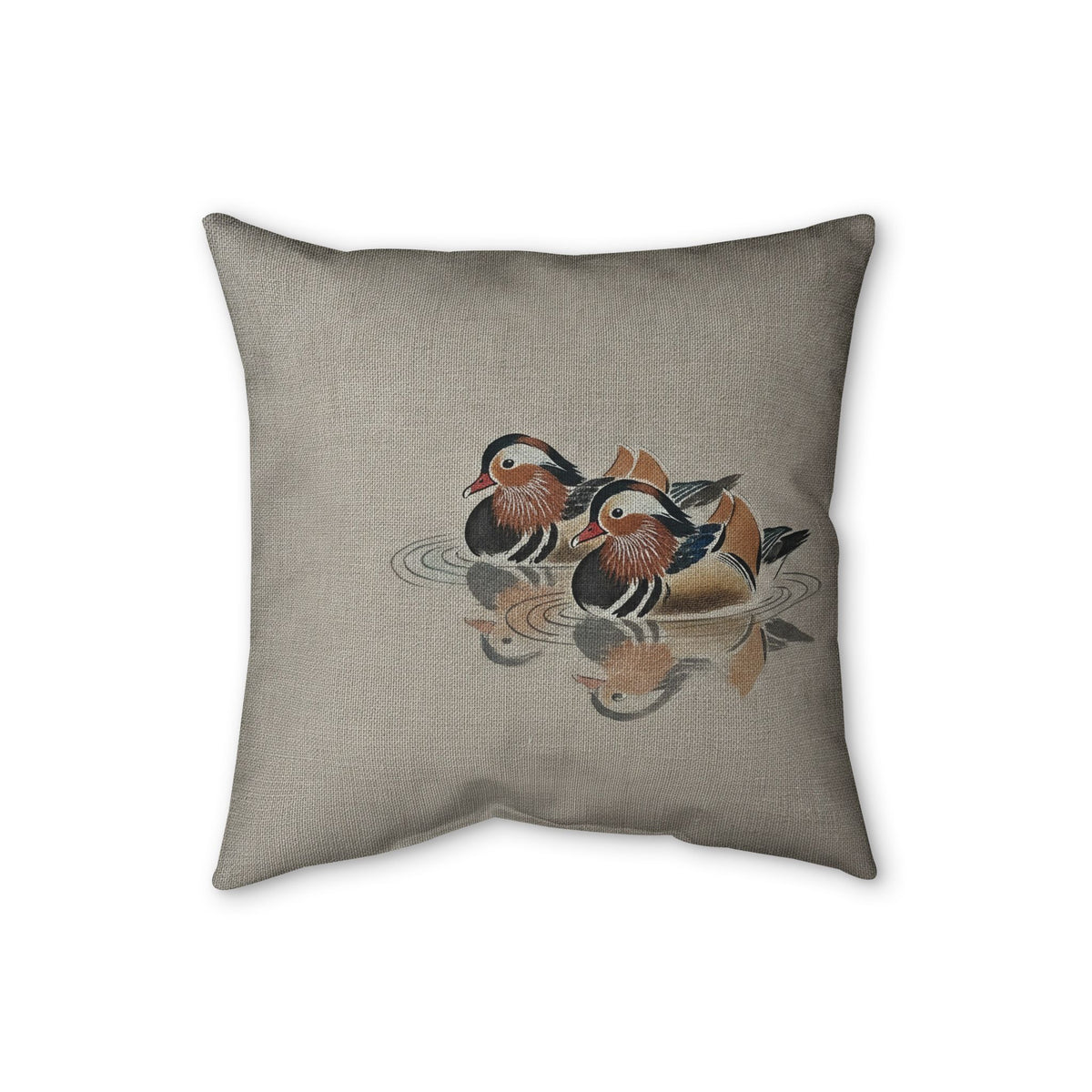 Mandarin Ducks Cushion, Natural Linen