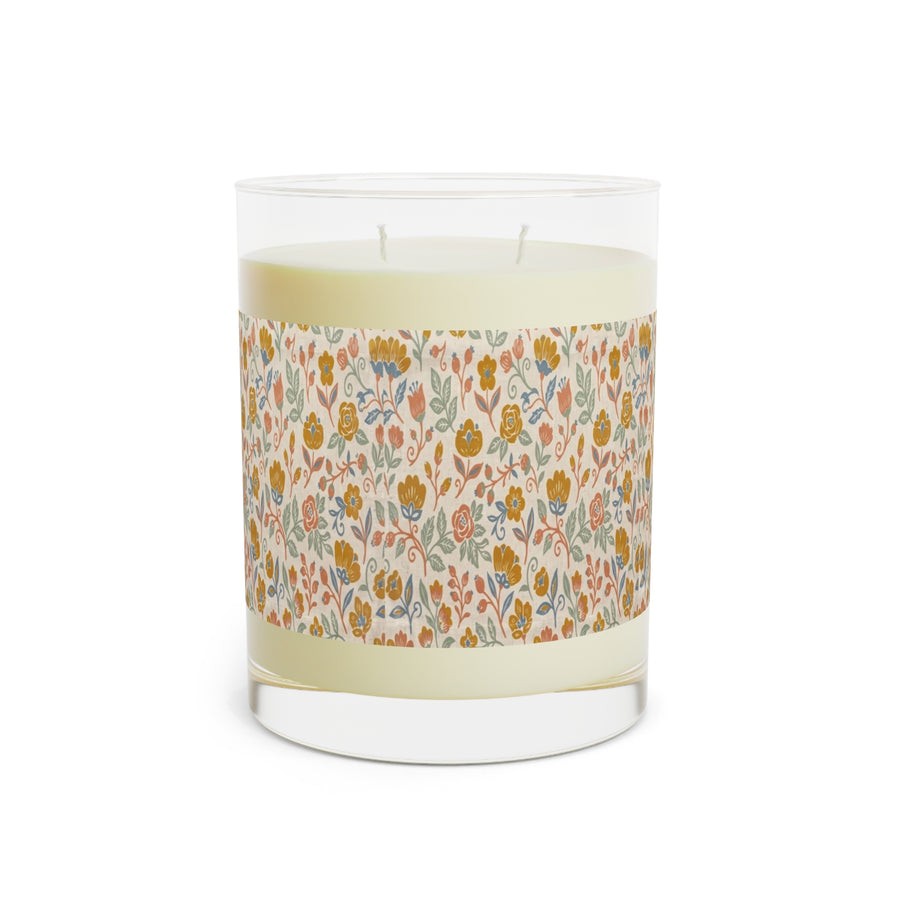 Nordic Folk Scented Candle, Folk Floral Glass Candle