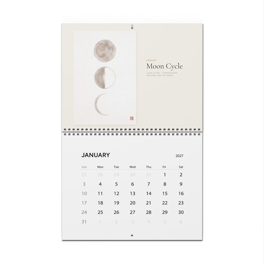 Calm & Oak 2027 Wall Calendar — Twelve Quiet Months