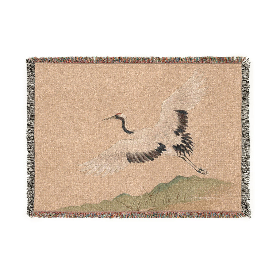 Crane at Dawn Woven Throw, Warm Clay