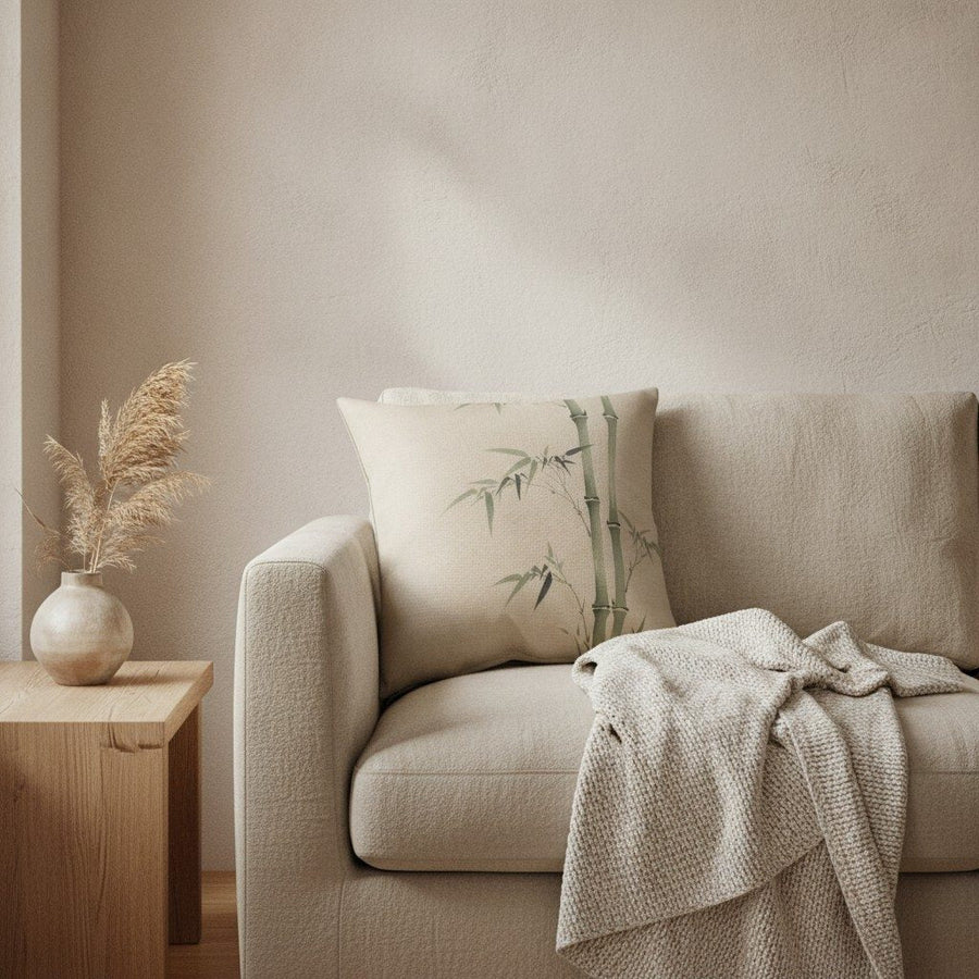 Bamboo Cushion, Natural Linen — styled 1