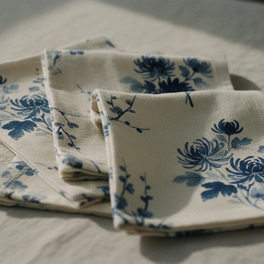 Indigo Bloom Cloth Napkins, Set of 4 — styled 1