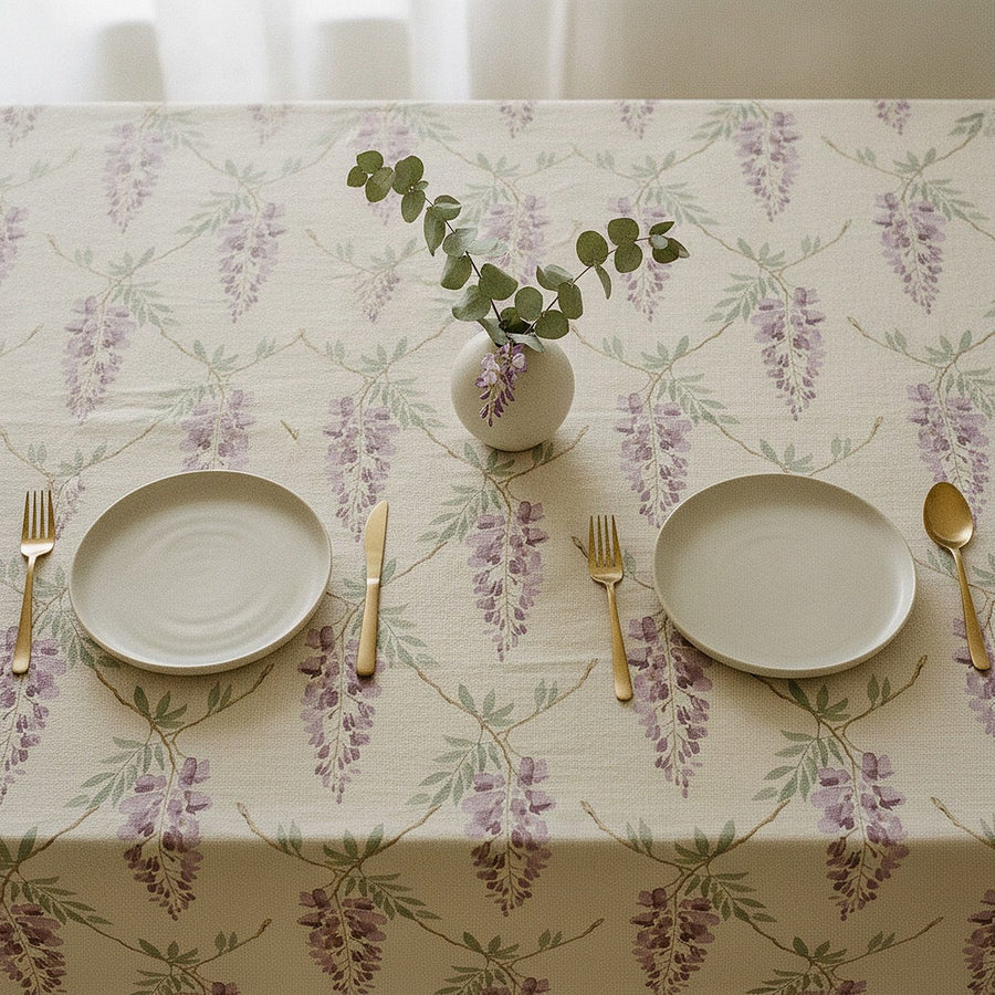 Wisteria Tablecloth — styled, 1