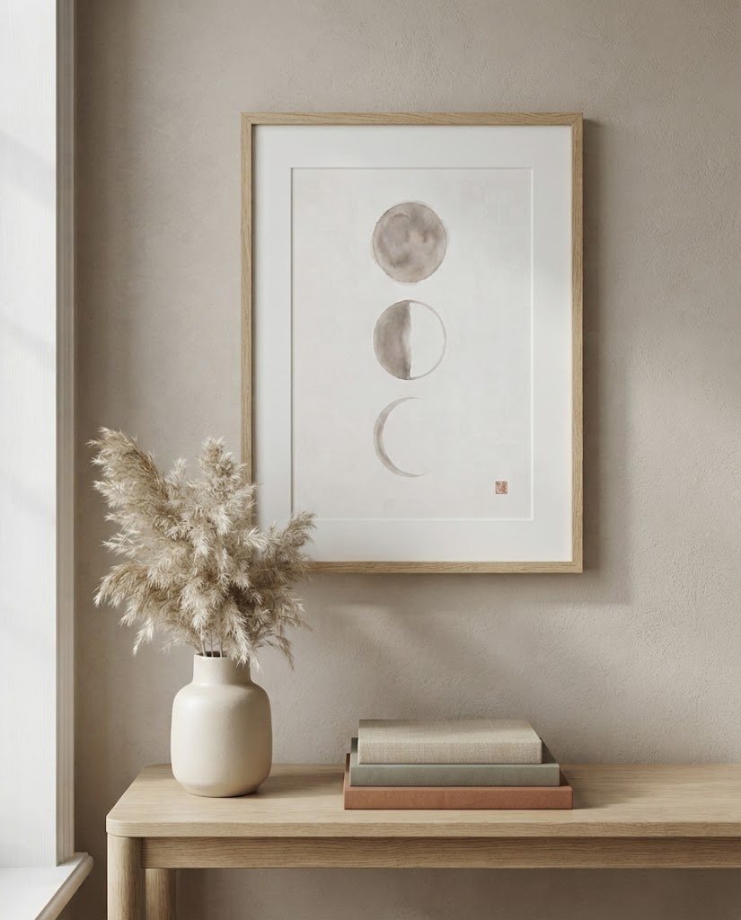 Moon Cycle — Japandi print in a room, scene 1