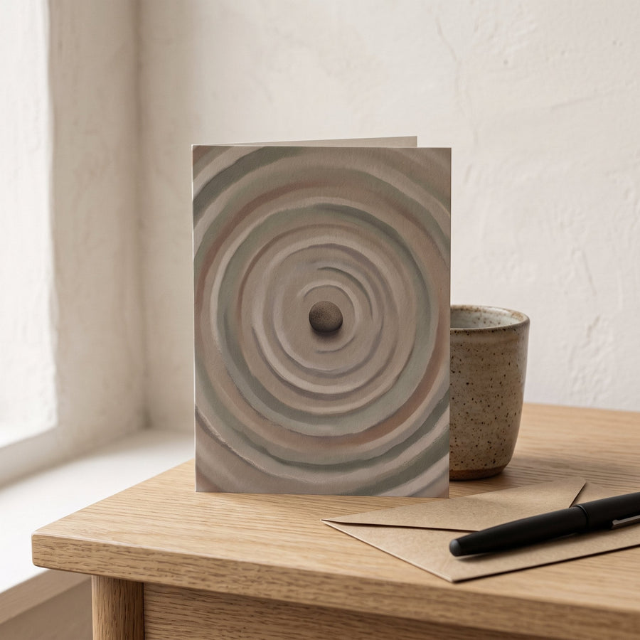 Still Pond Greeting Cards on a Japandi writing desk — Japandi Greeting Cards by Calm & Oak