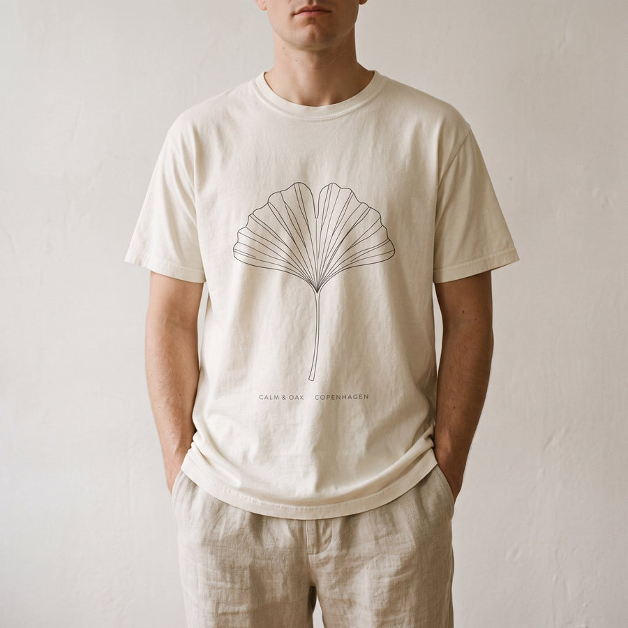 Ginkgo Ink Tee in a Japandi room — Japandi Tee by Calm & Oak