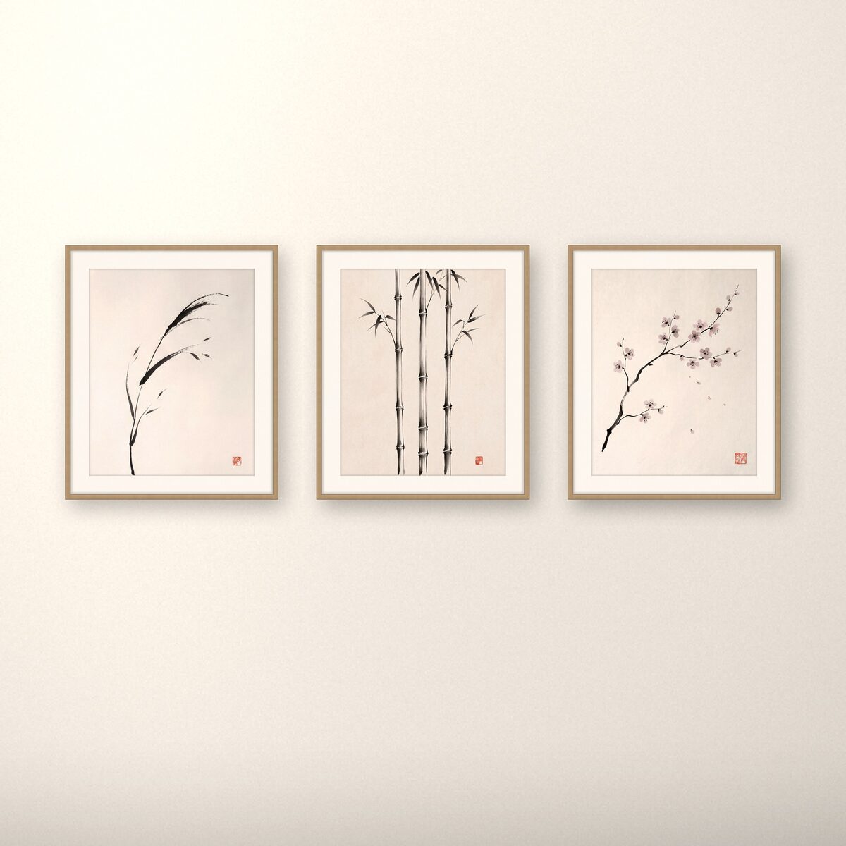 Sumi-e Botanical — Gallery Set of 3