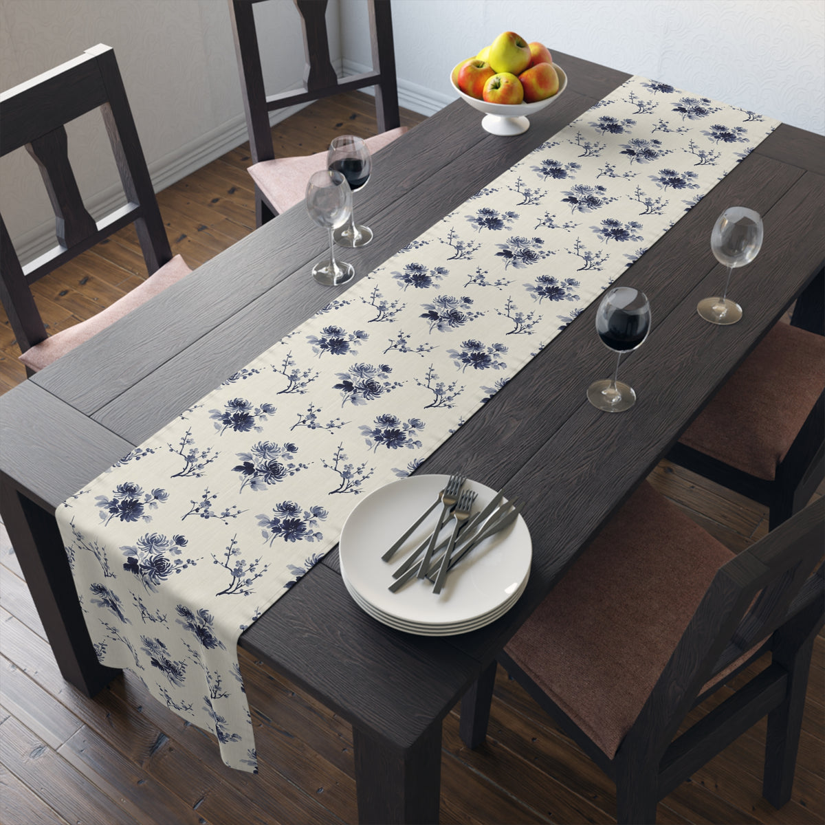 Indigo Bloom Table Runner