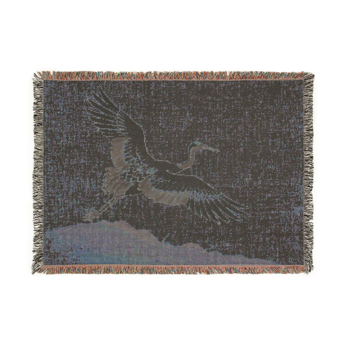 Crane at Dawn Woven Throw, Natural Linen
