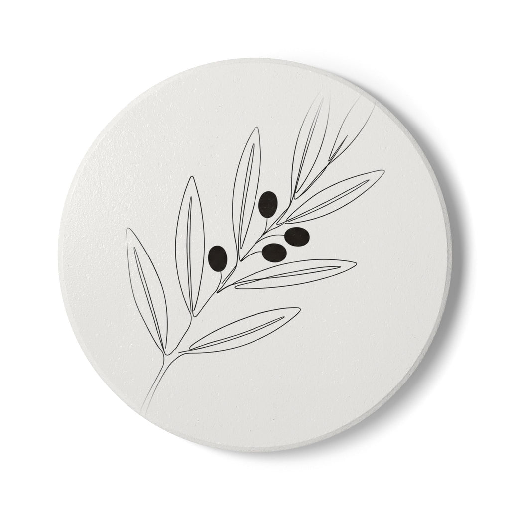 Olive Branch Ceramic Coaster — Japandi Ceramic Coaster by Calm & Oak