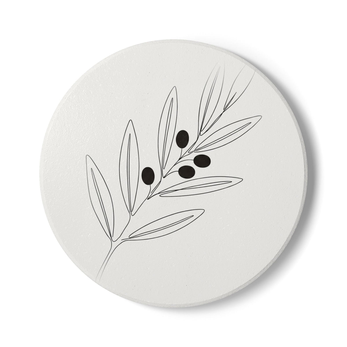 Olive Branch Ceramic Coaster — Japandi Ceramic Coaster by Calm & Oak