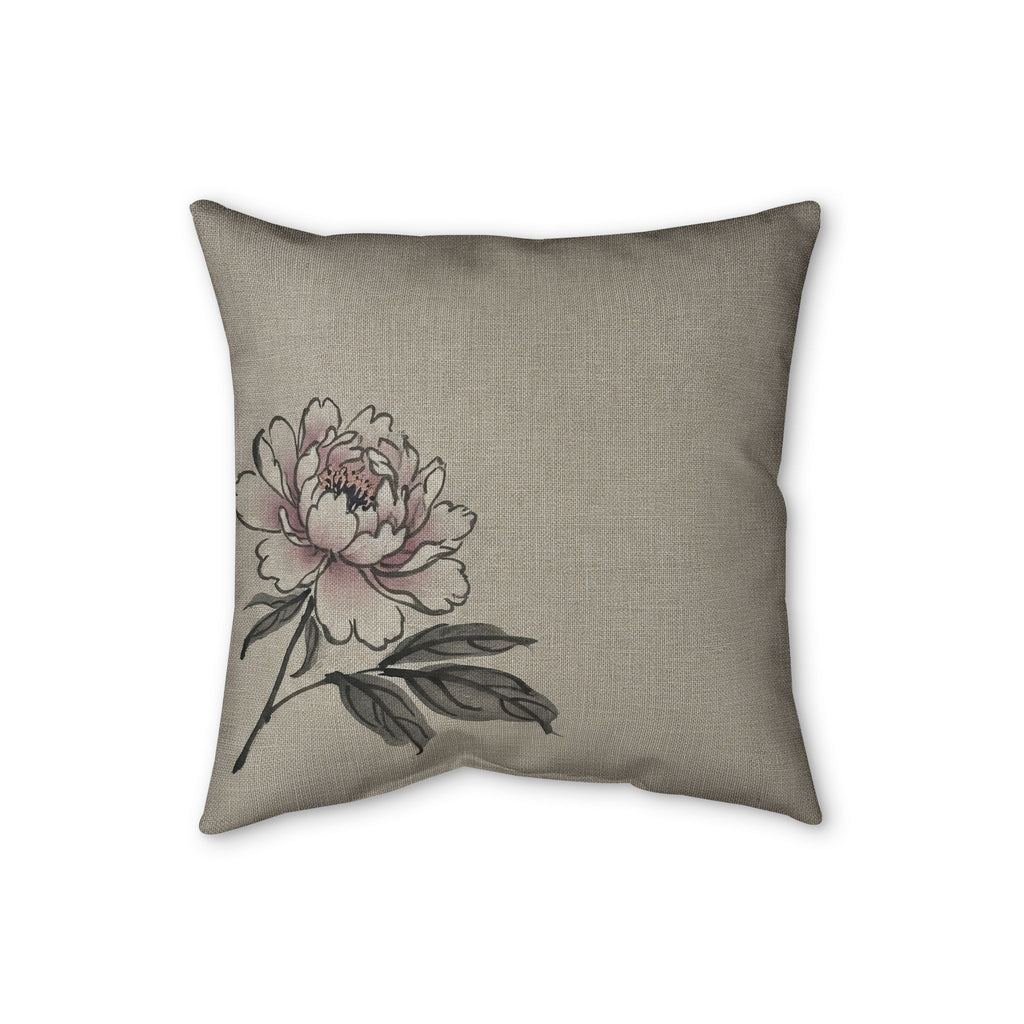Peony Cushion, Natural Linen