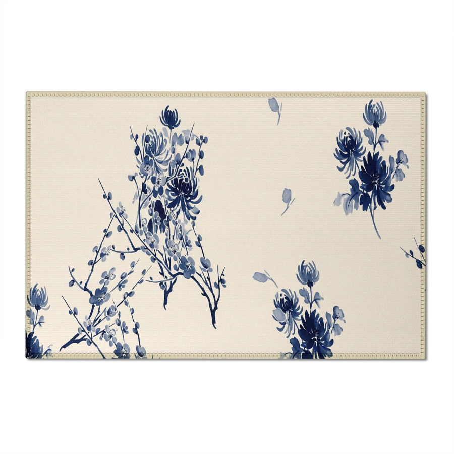 Indigo Bloom Washable Chenille Rug