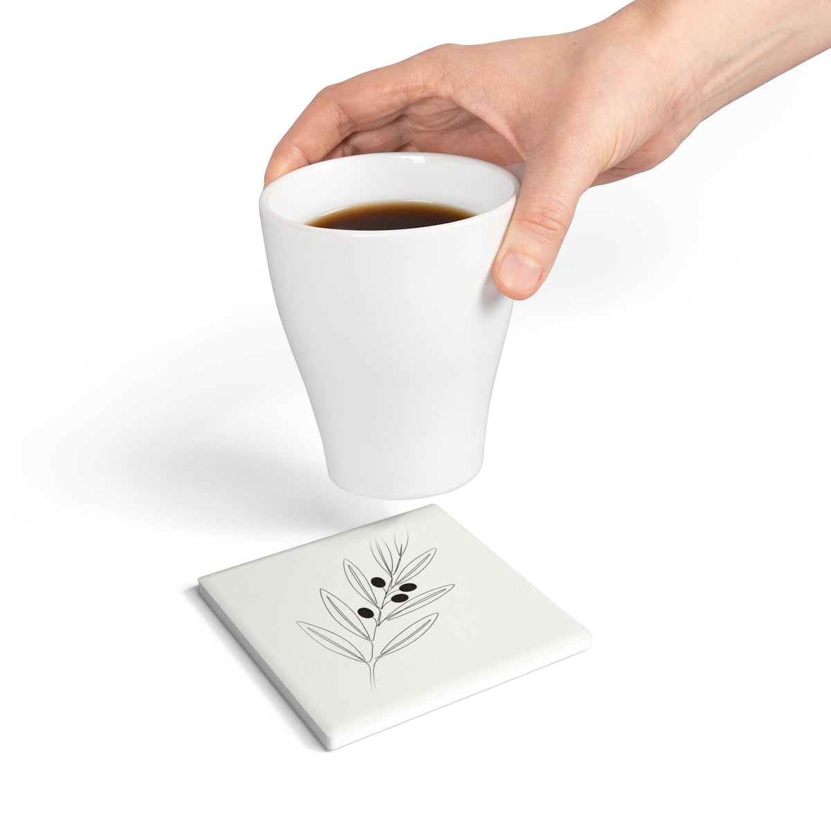Olive Branch Ceramic Coaster