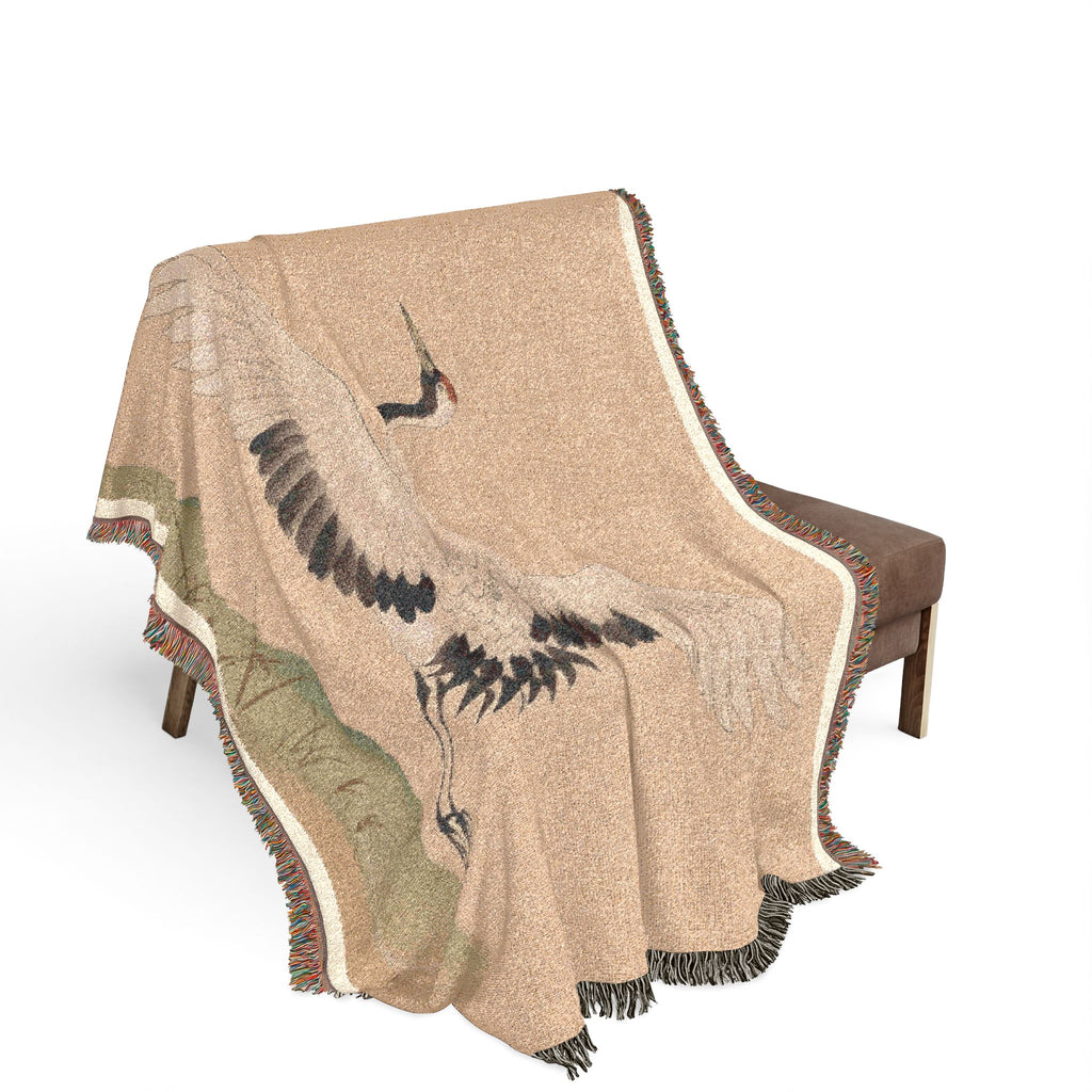 Crane at Dawn Woven Throw, Warm Clay
