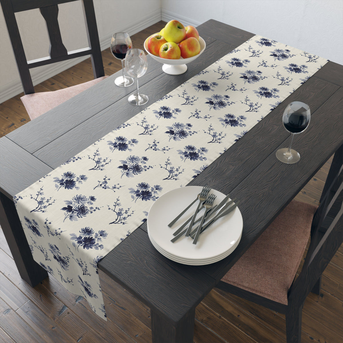 Indigo Bloom Table Runner