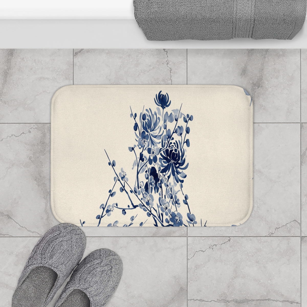 Indigo Bloom Bath Mat