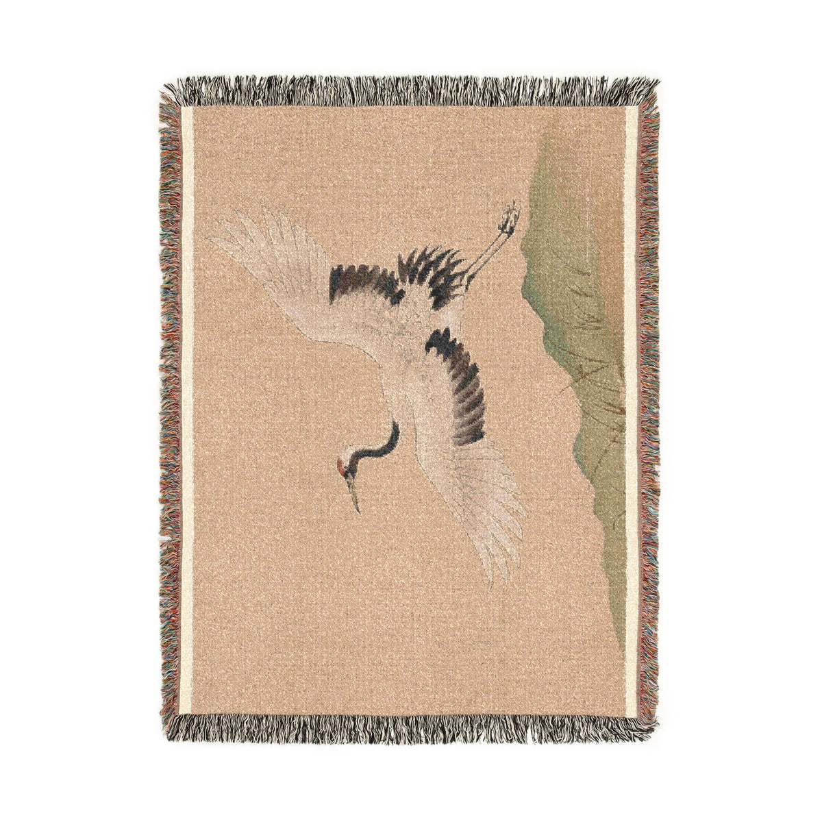 Crane at Dawn Woven Throw, Warm Clay