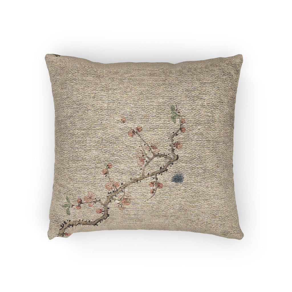 Plum Blossom Woven Cushion, Natural Linen
