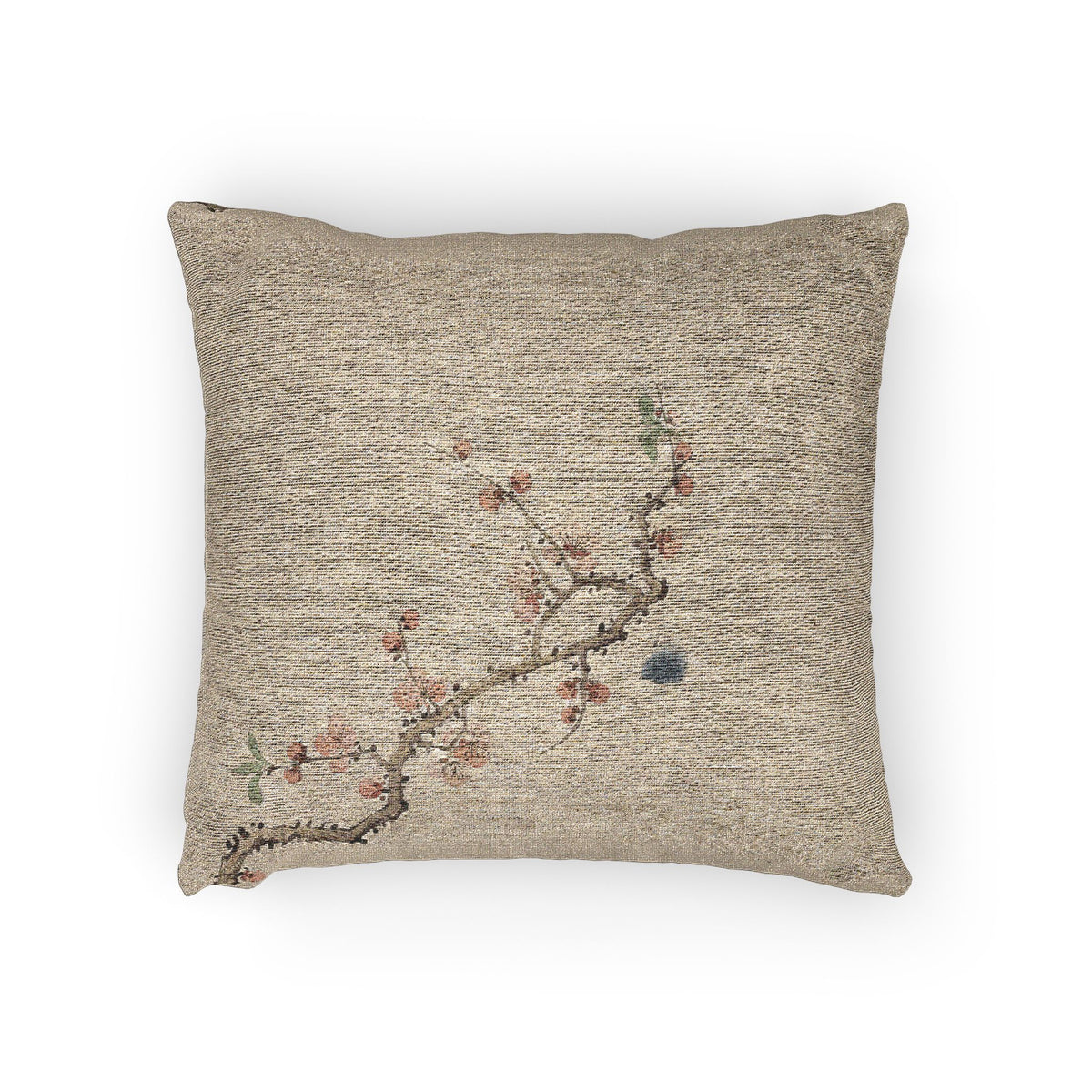 Plum Blossom Woven Cushion, Natural Linen