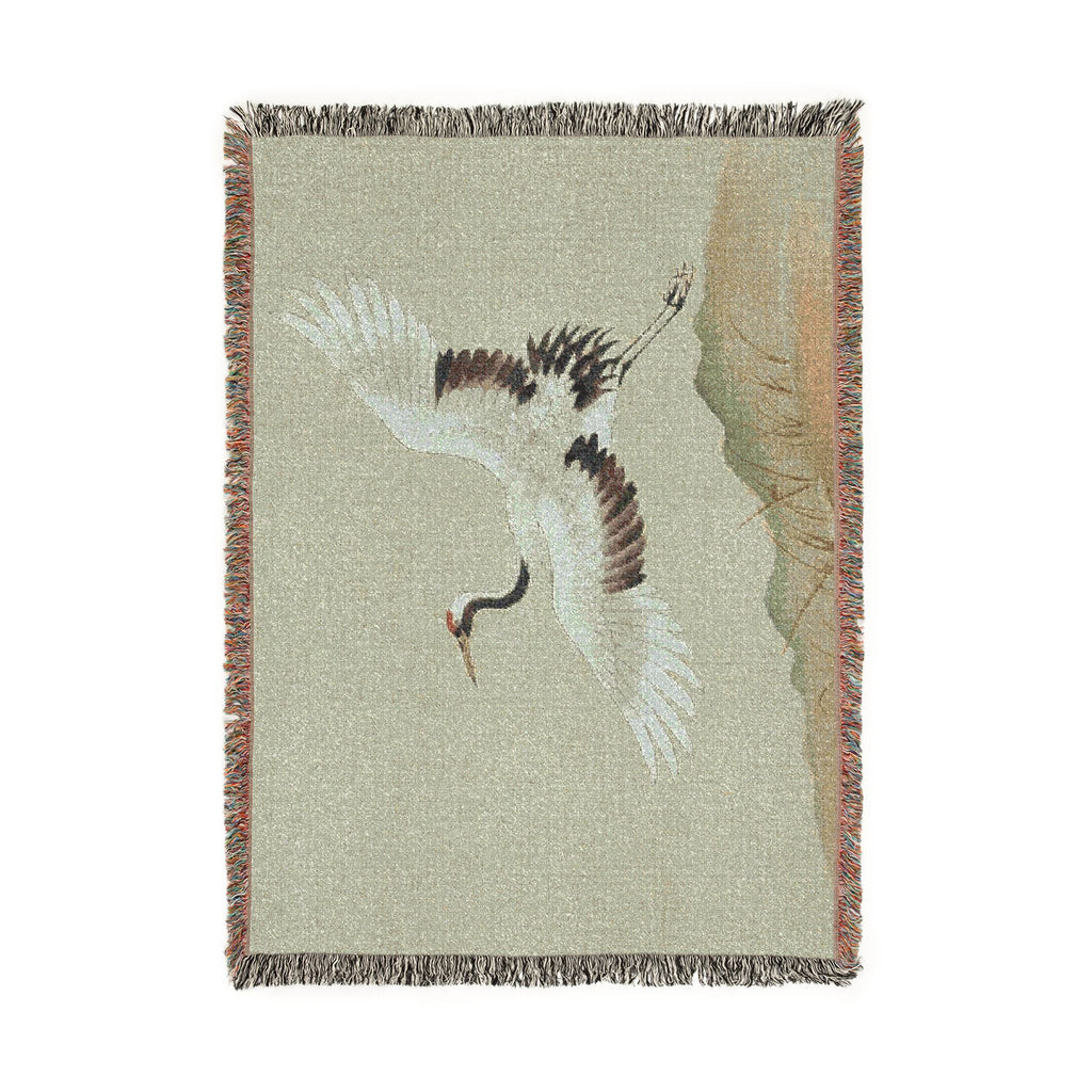 Crane at Dawn Woven Throw, Soft Sage