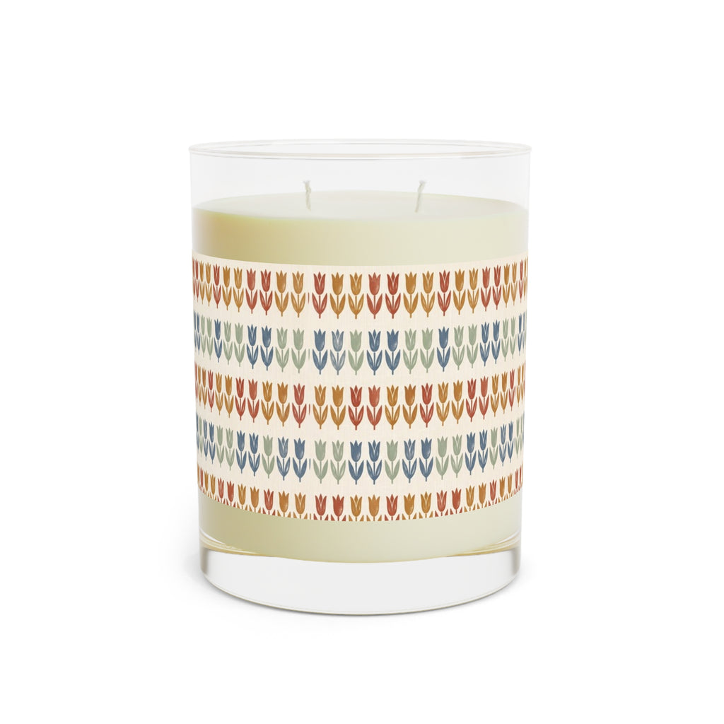 Tulip Market Scented Candle, Folk Tulip 11oz Glass Candle