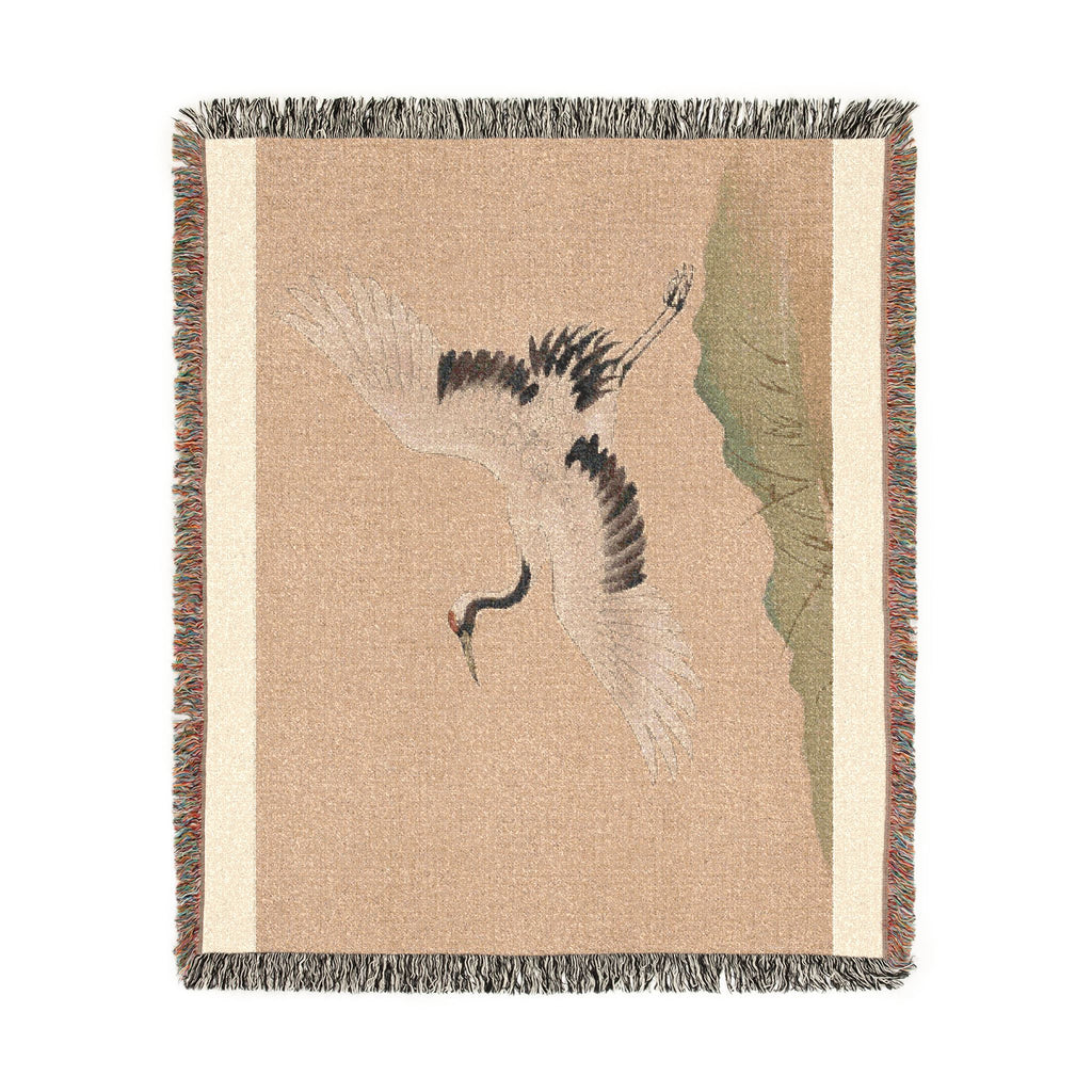 Crane at Dawn Woven Throw, Warm Clay