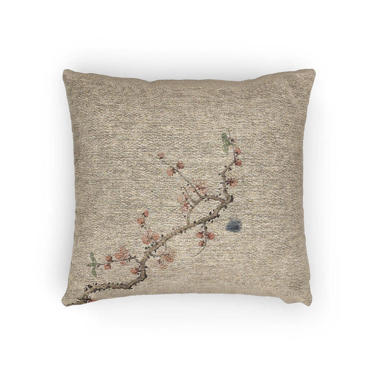 Plum Blossom Woven Cushion, Natural Linen