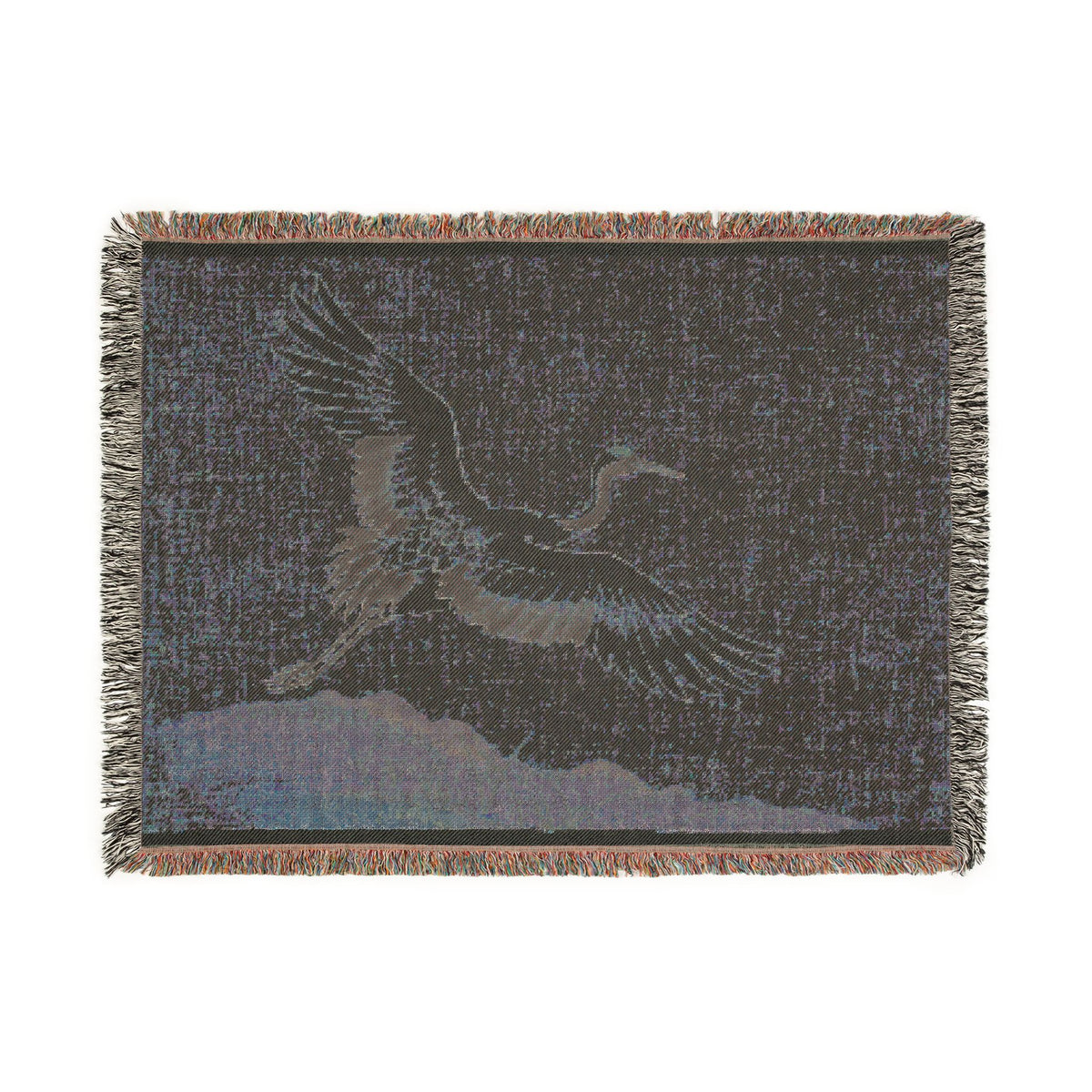 Crane at Dawn Woven Throw, Natural Linen