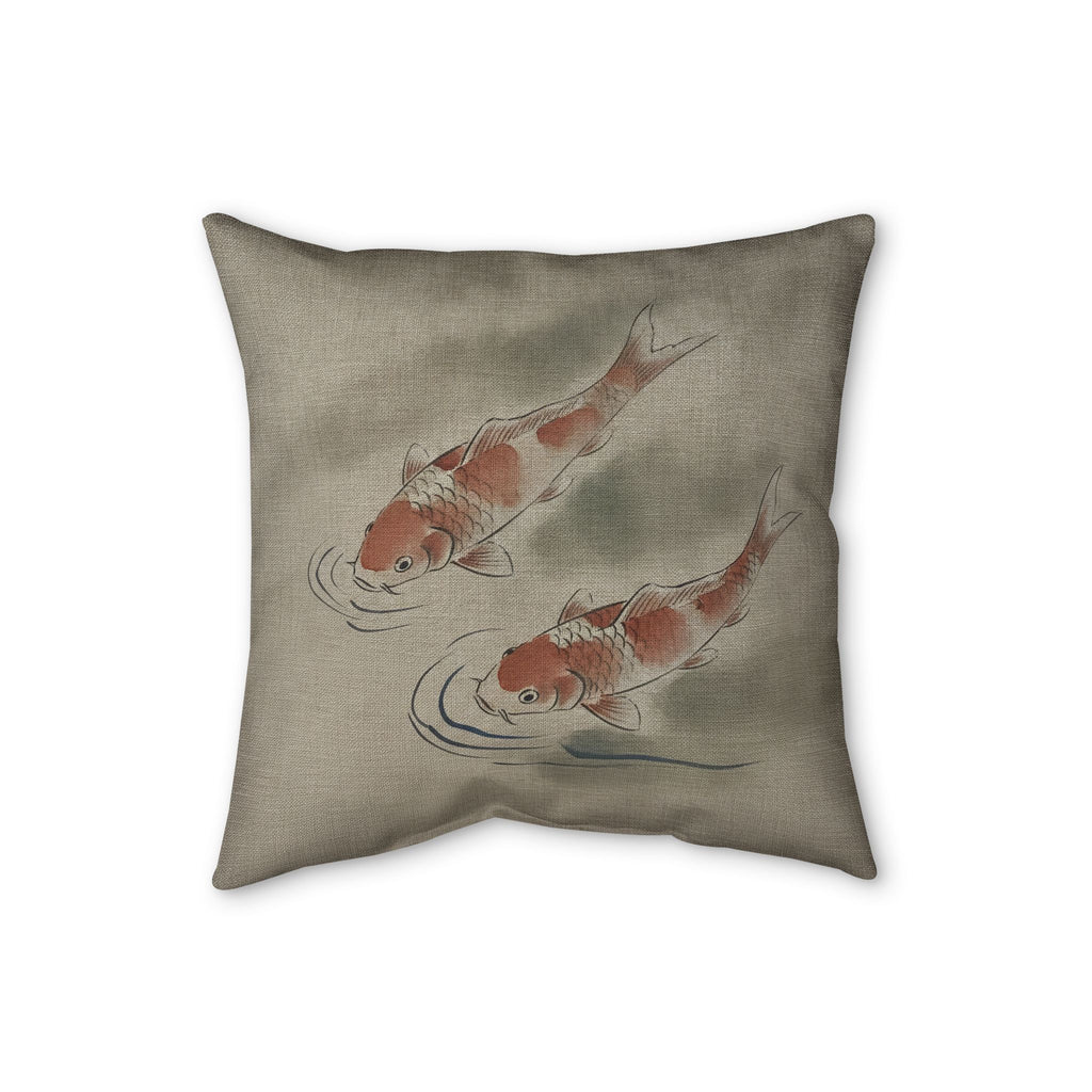Koi Cushion, Natural Linen