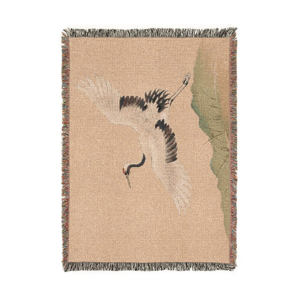 Crane at Dawn Woven Throw, Warm Clay