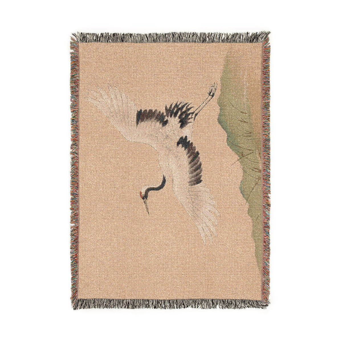 Crane at Dawn Woven Throw, Warm Clay