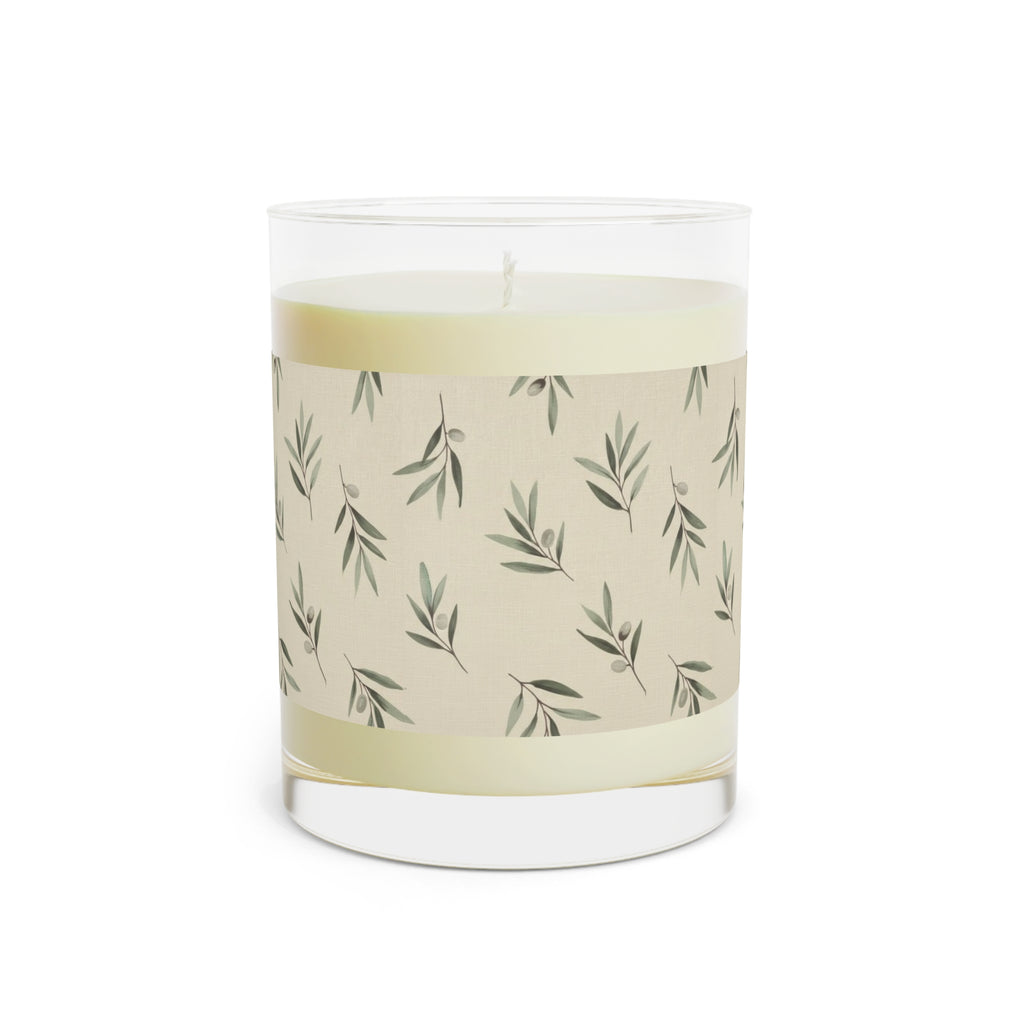 Olive Grove Scented Candle, Sage Olive Branch 11oz Glass Candle