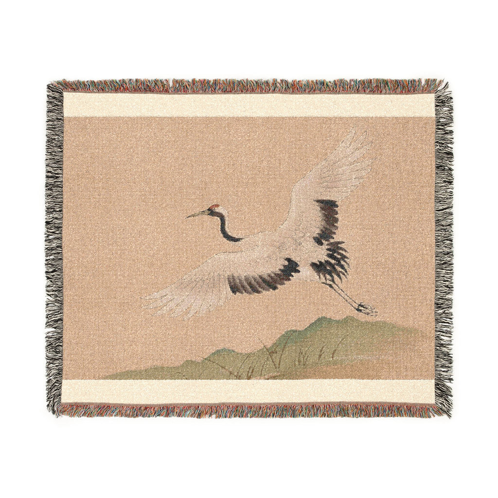 Crane at Dawn Woven Throw, Warm Clay