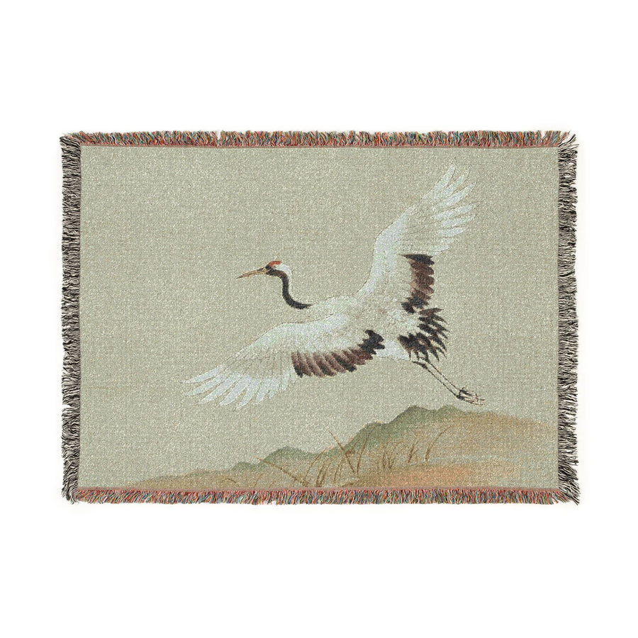Crane at Dawn Woven Throw, Soft Sage
