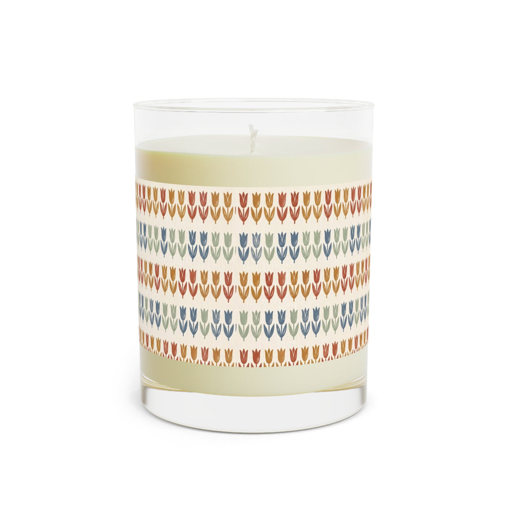 Tulip Market Scented Candle, Folk Tulip 11oz Glass Candle