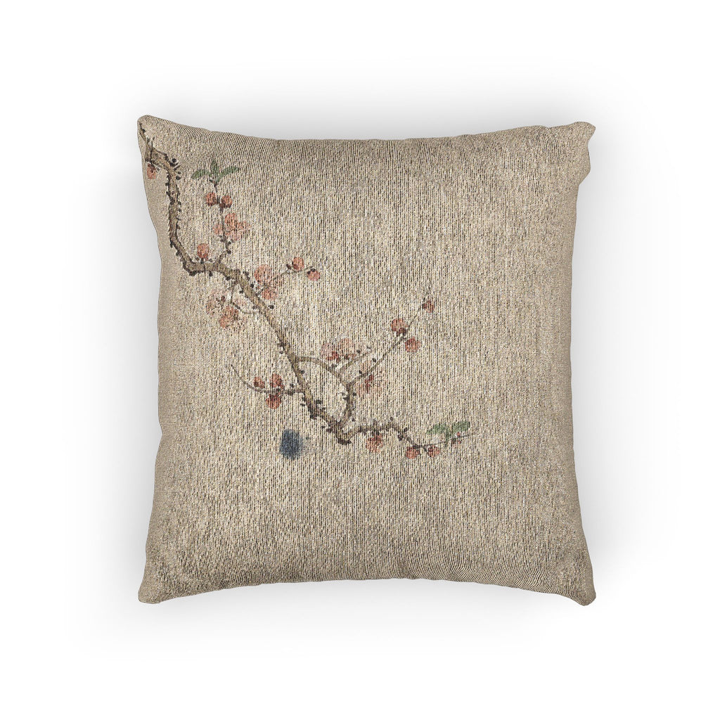 Plum Blossom Woven Cushion, Natural Linen