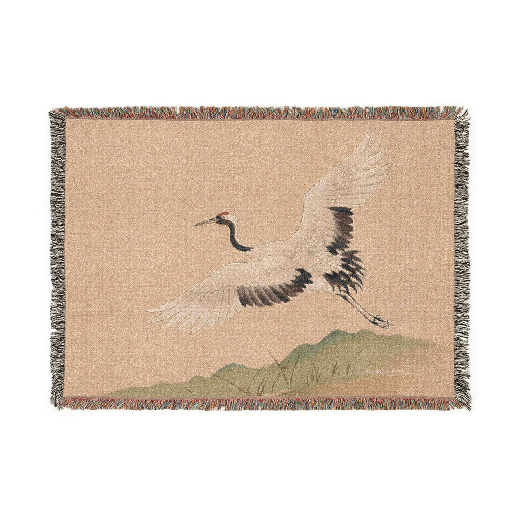 Crane at Dawn Woven Throw, Warm Clay