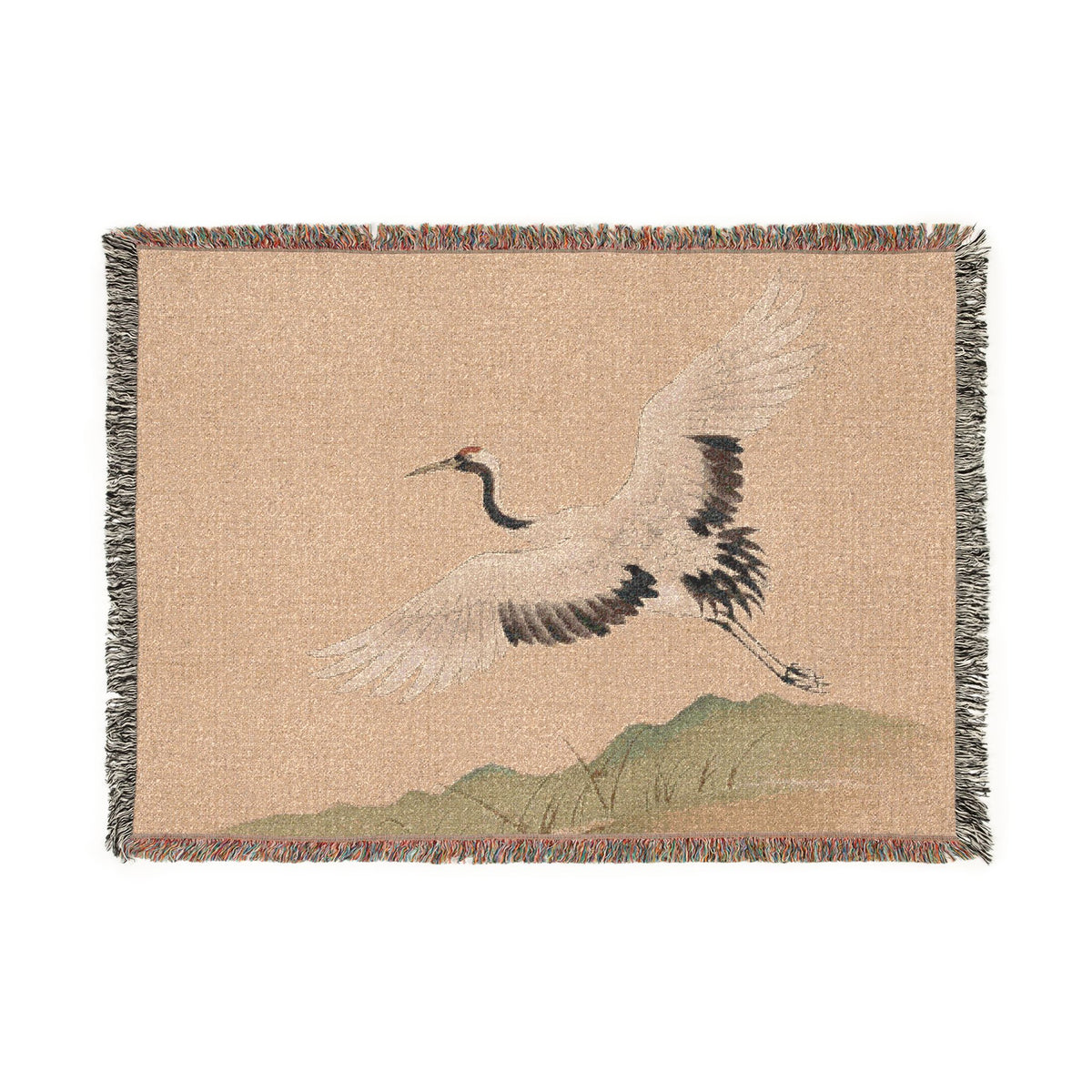 Crane at Dawn Woven Throw, Warm Clay