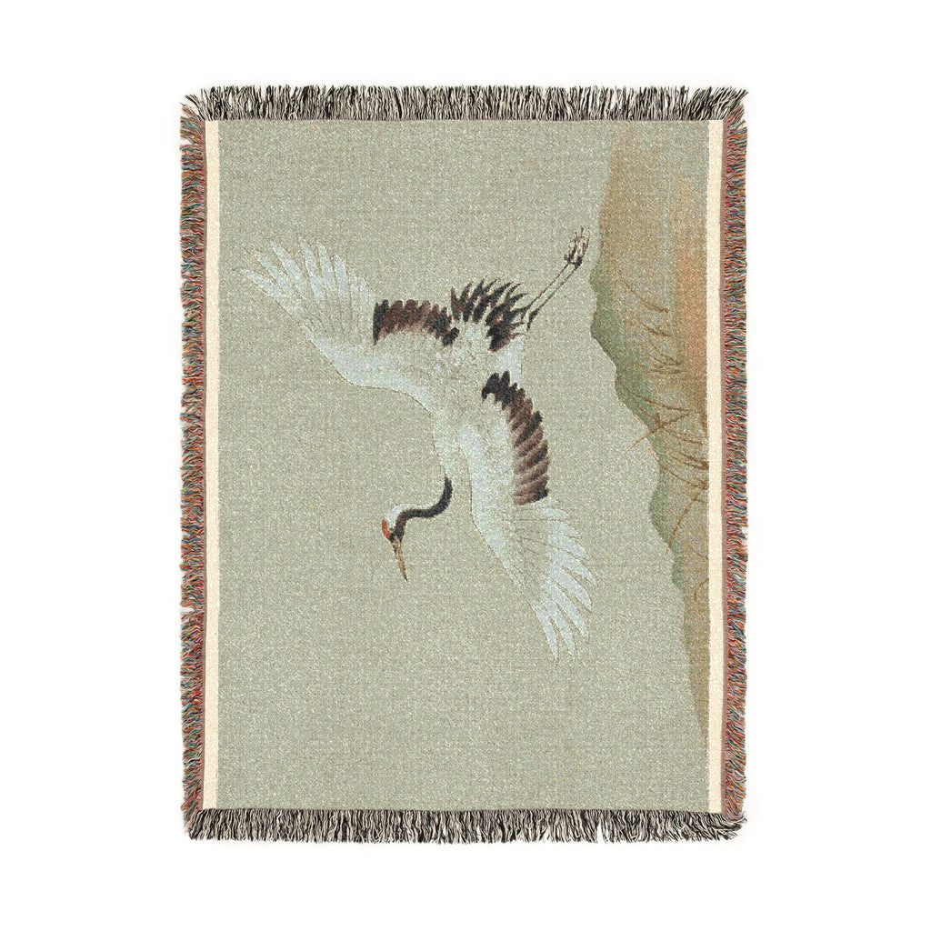 Crane at Dawn Woven Throw, Soft Sage