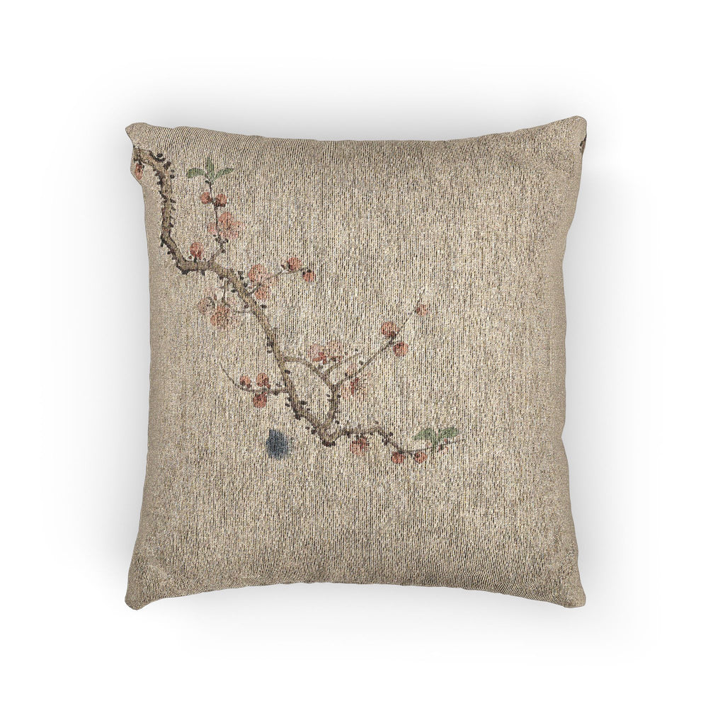Plum Blossom Woven Cushion, Natural Linen