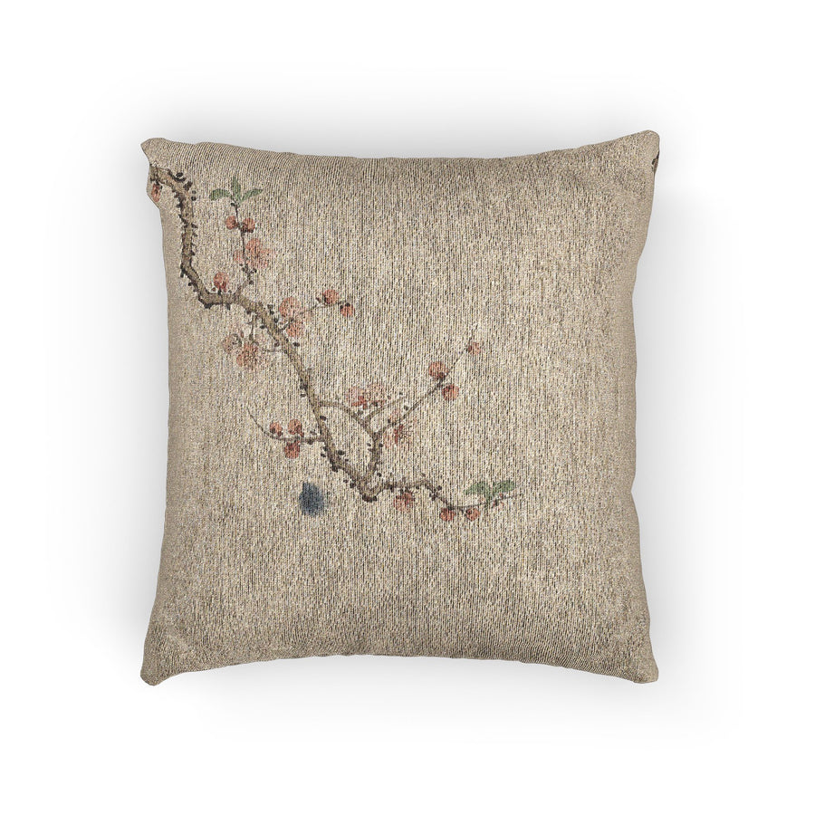Plum Blossom Woven Cushion, Natural Linen