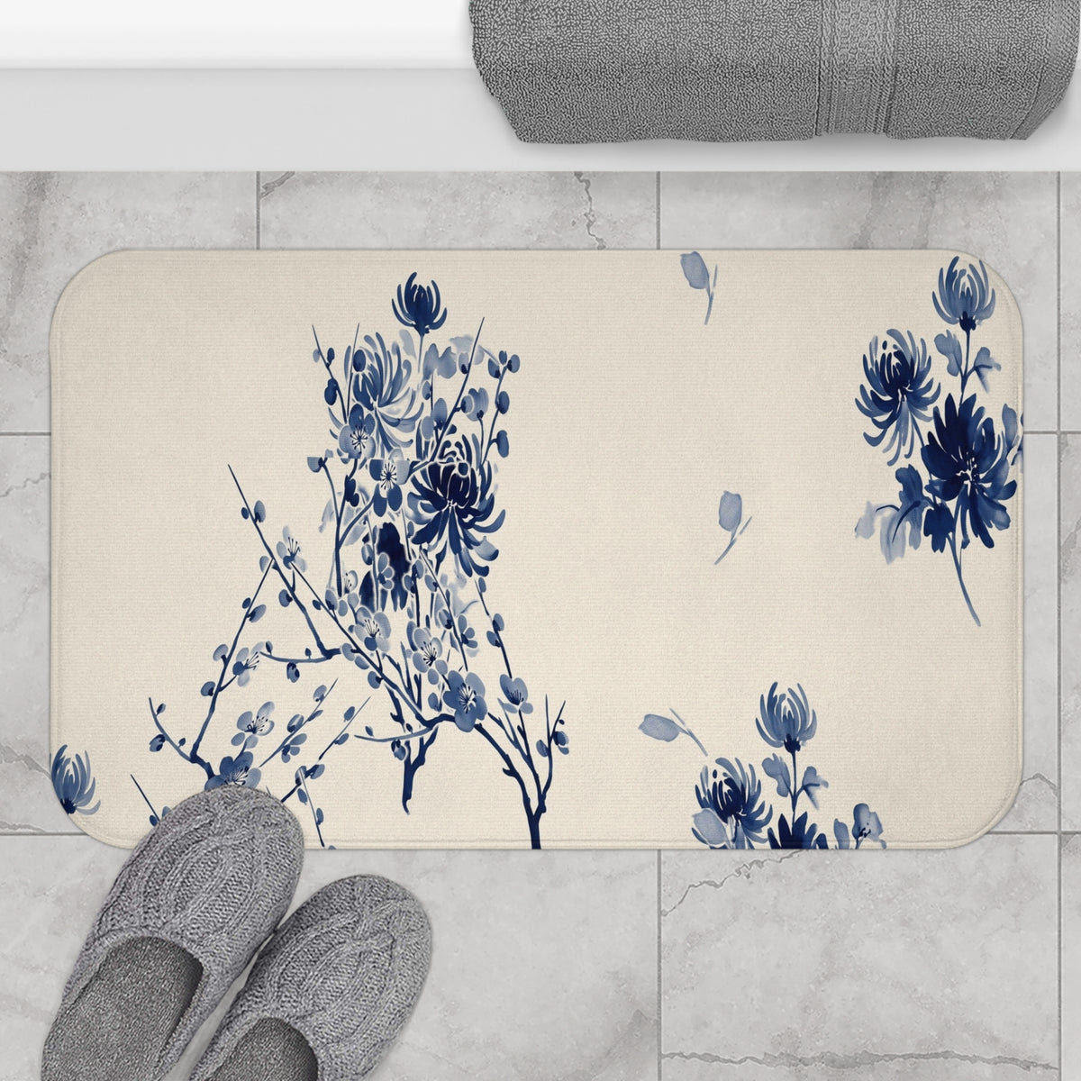 Indigo Bloom Bath Mat