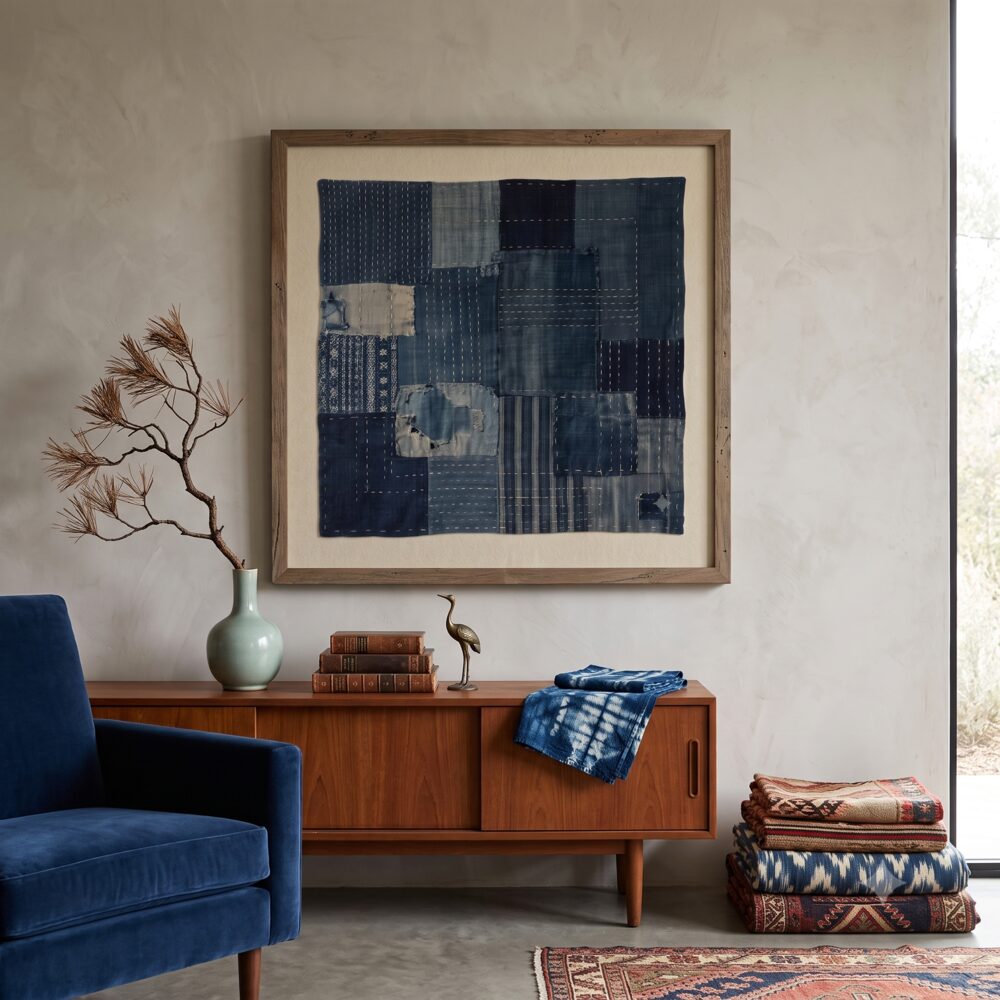 Boro Indigo — Wabi-Sabi & Kintsugi Japandi art print