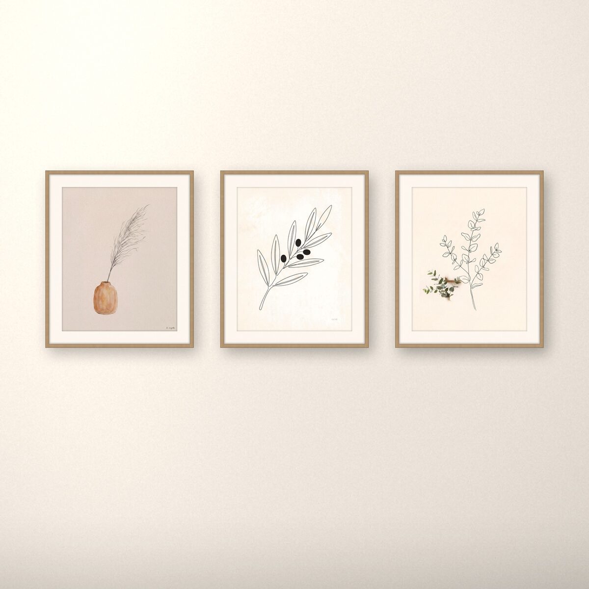 Botanical Soft Japandi gallery wall set of three