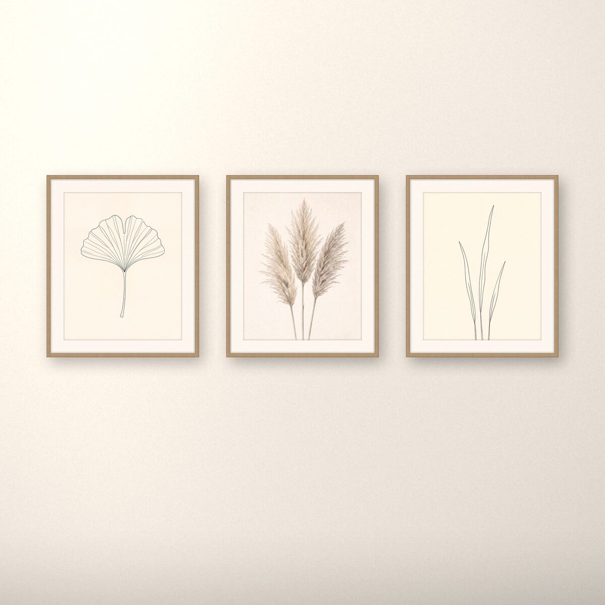 Botanical Wild Japandi gallery wall set of three