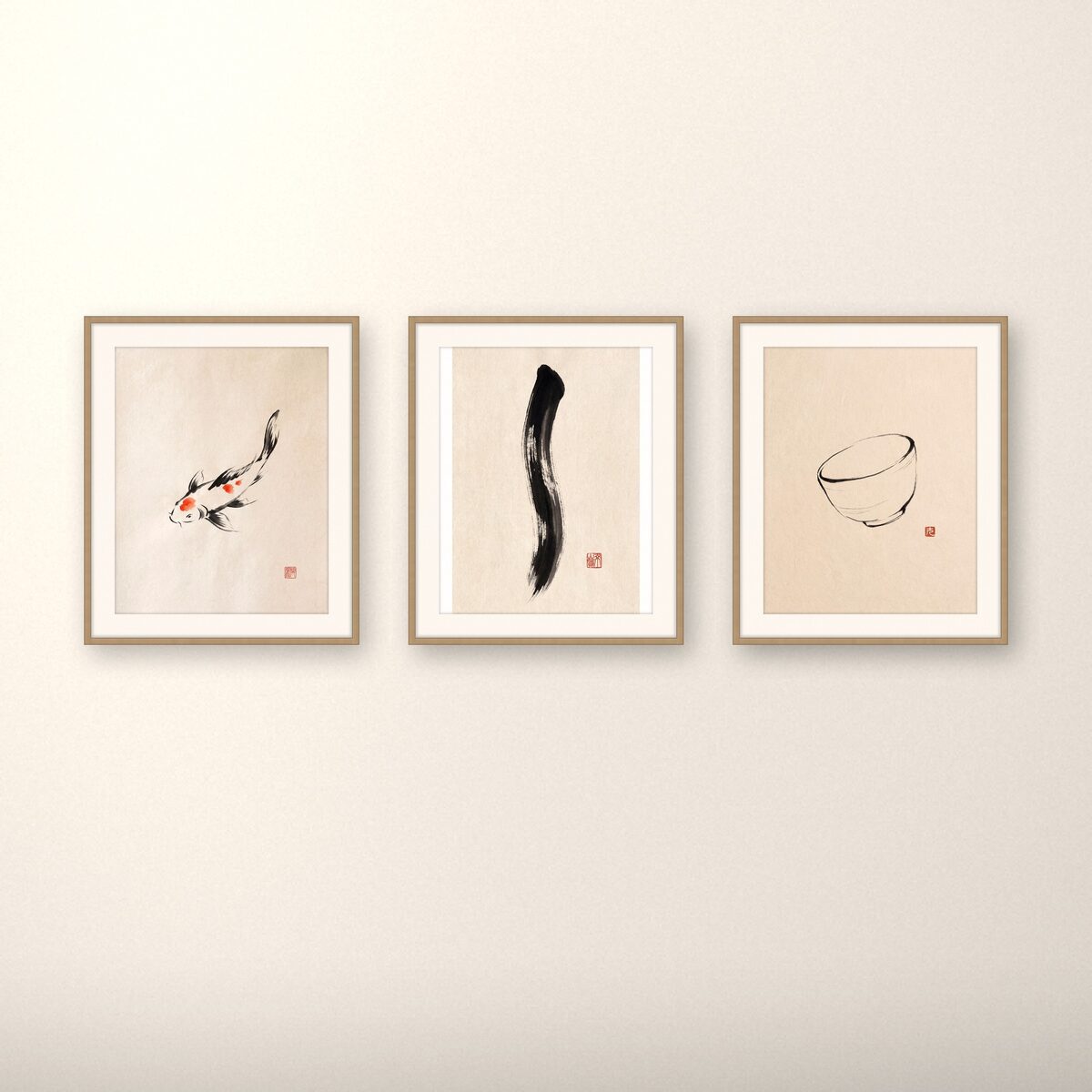 Calm Waters Japandi gallery wall set of three