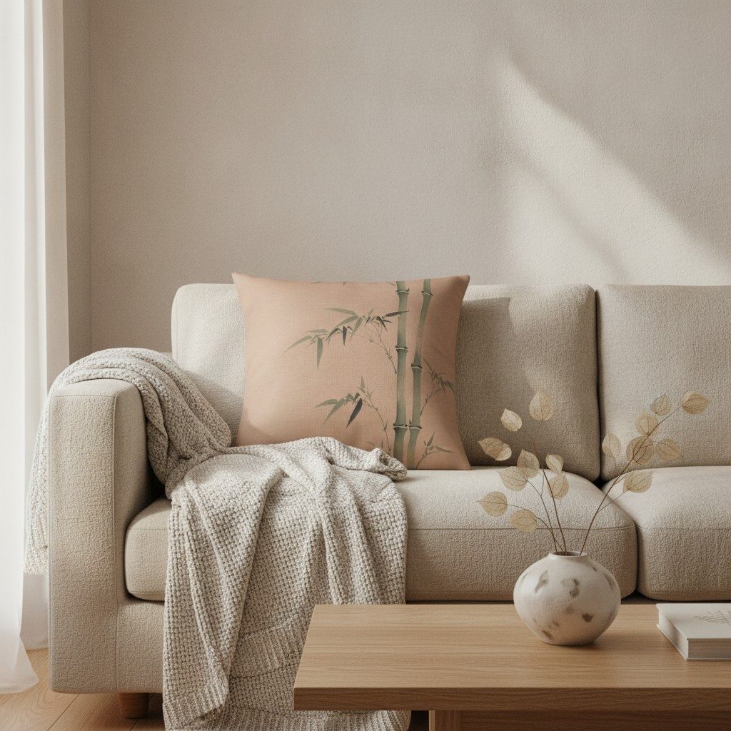 Bamboo Cushion, Warm Clay — styled 1